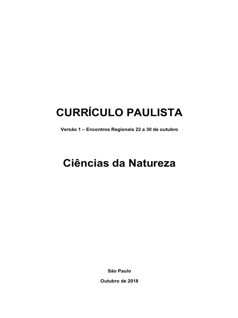 Currículo de Ciências da Natureza SP | PDF | Science | Aprendizado