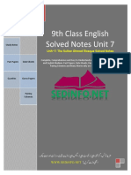 9th Class English Solved Notes Unit 7