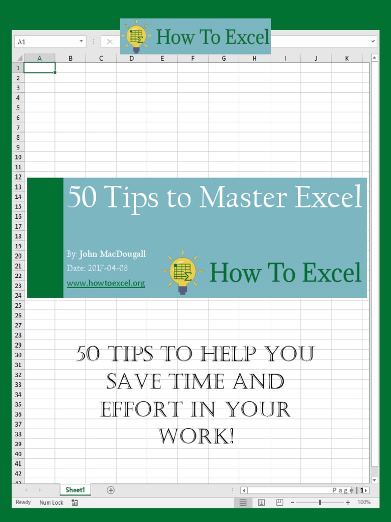 HowToExcel Ebook - 50 Tips To Master Excel 2017-06-11 | PDF | Microsoft ...
