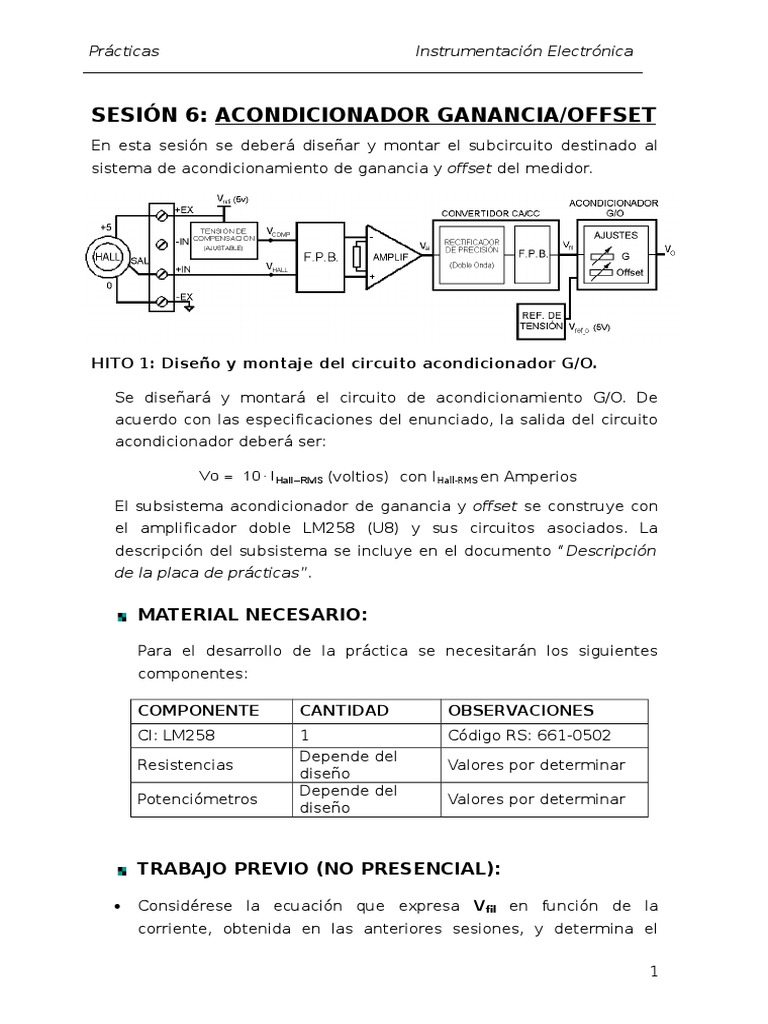 Sesion 6 Ajuste Ganancia-Offset 18-19 v1 | PDF | Resistencia Eléctrica ...