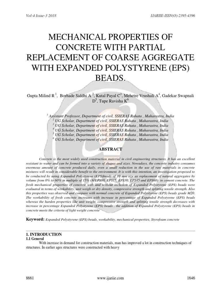 Mechanical Properties of EPS Concrete | PDF | Polystyrene ...