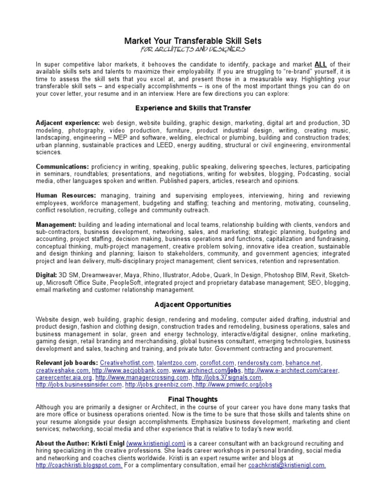 Market Transferable Skills for Designers | PDF | Human Resources | Design