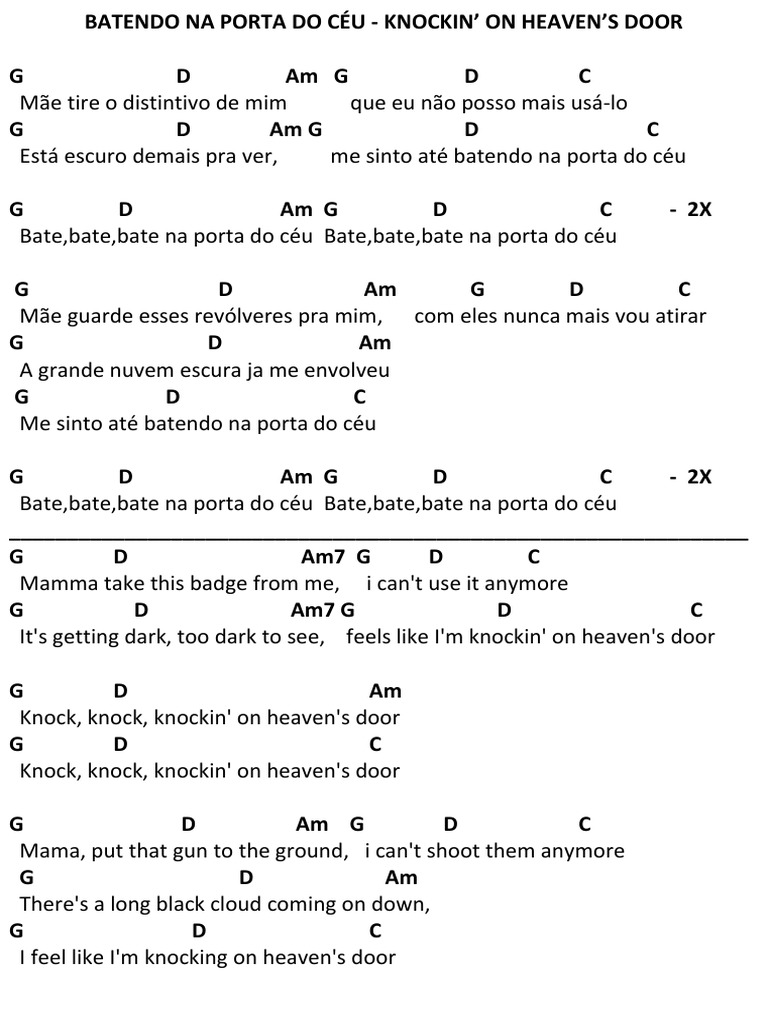Batendo na Porta do Céu: Letra e Cifras | PDF