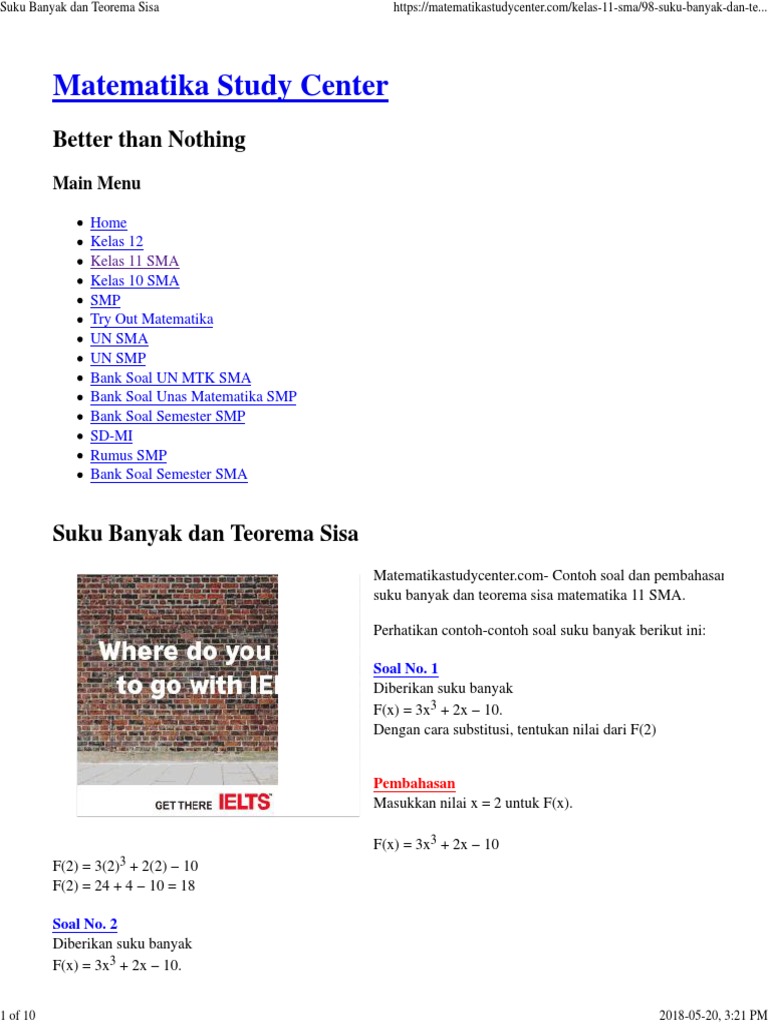 Contoh Soal Dan Pembahasan Teorema Sisa Barisan Contoh