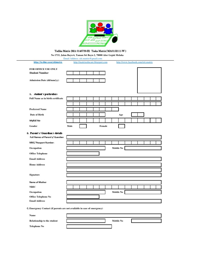 Updated Matrix Registration Form..PDF 2011 | PDF | Social Institutions ...