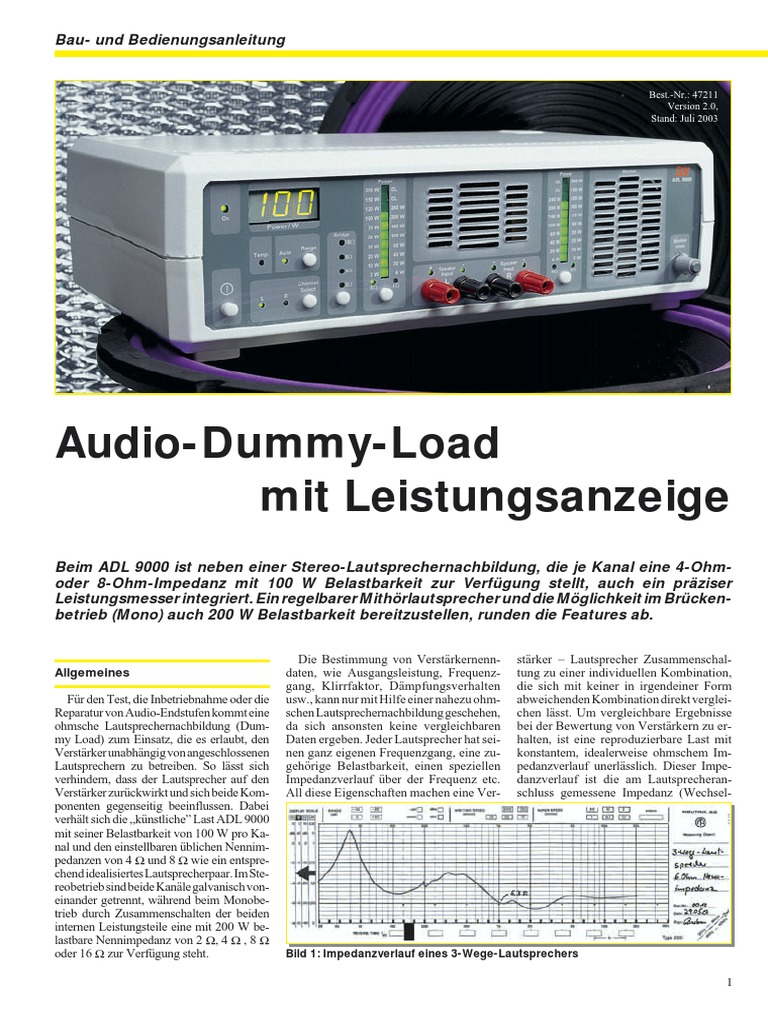 ADL9000 Audio Dummy Load PDF
