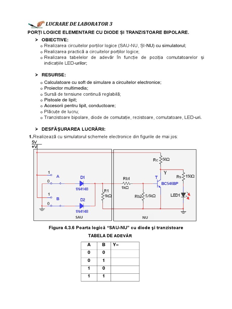 03.porti Logice Diode Tranzistoare PDF | PDF