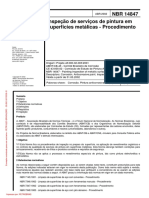 Abnt Nbr-14847 - Inspeção de Serviços de Pintura Em Superfícies Metálicas