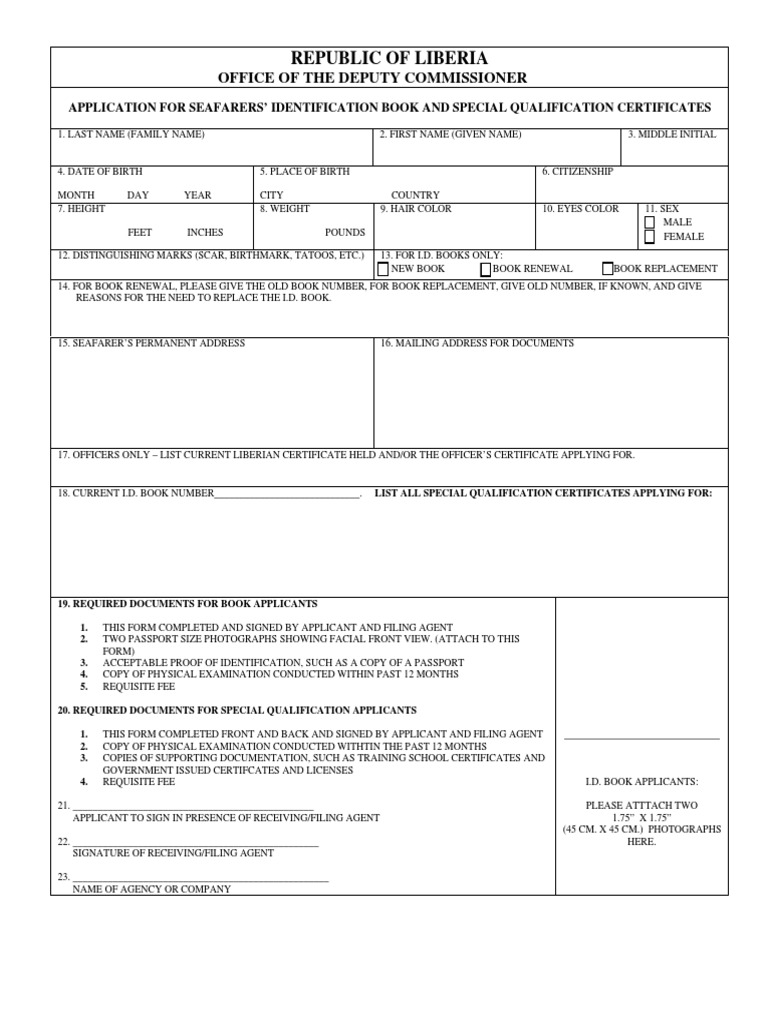 Liberian SIRB Form PDF | PDF | Official Documents | Identity Document