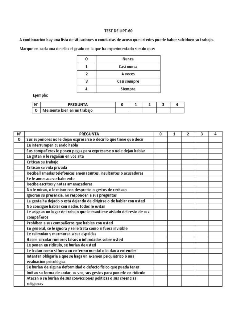 Test de Lipt | Descargar gratis PDF | Sicología | Ciencias del ...