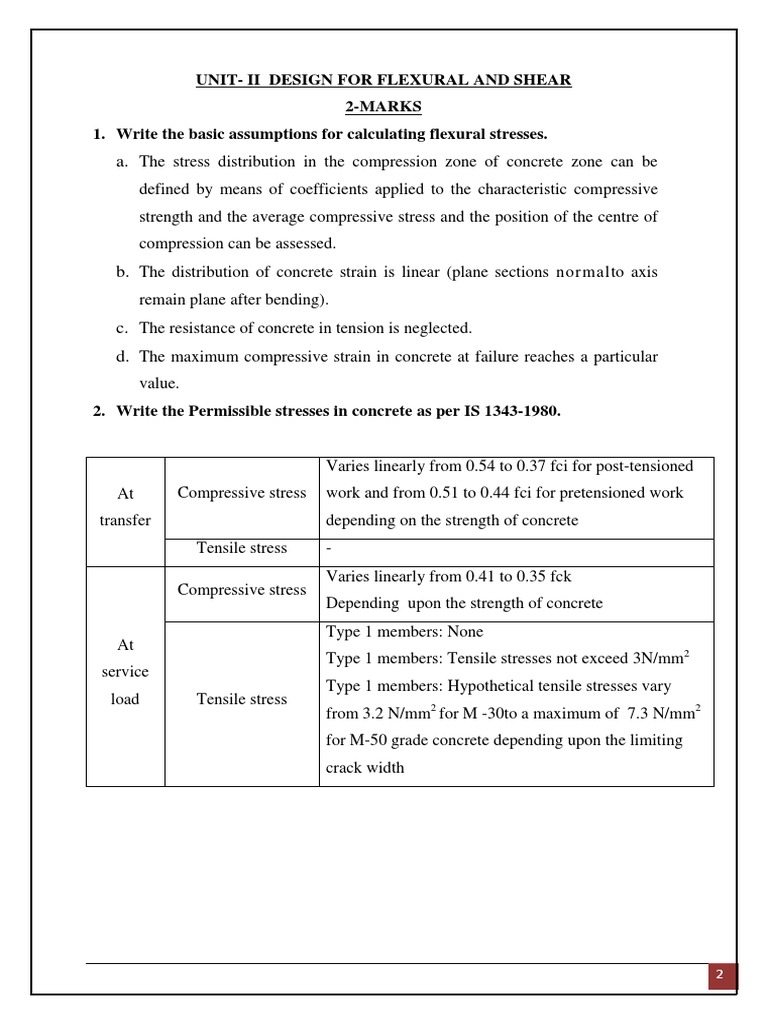 Unit 2 | PDF | Prestressed Concrete | Strength Of Materials