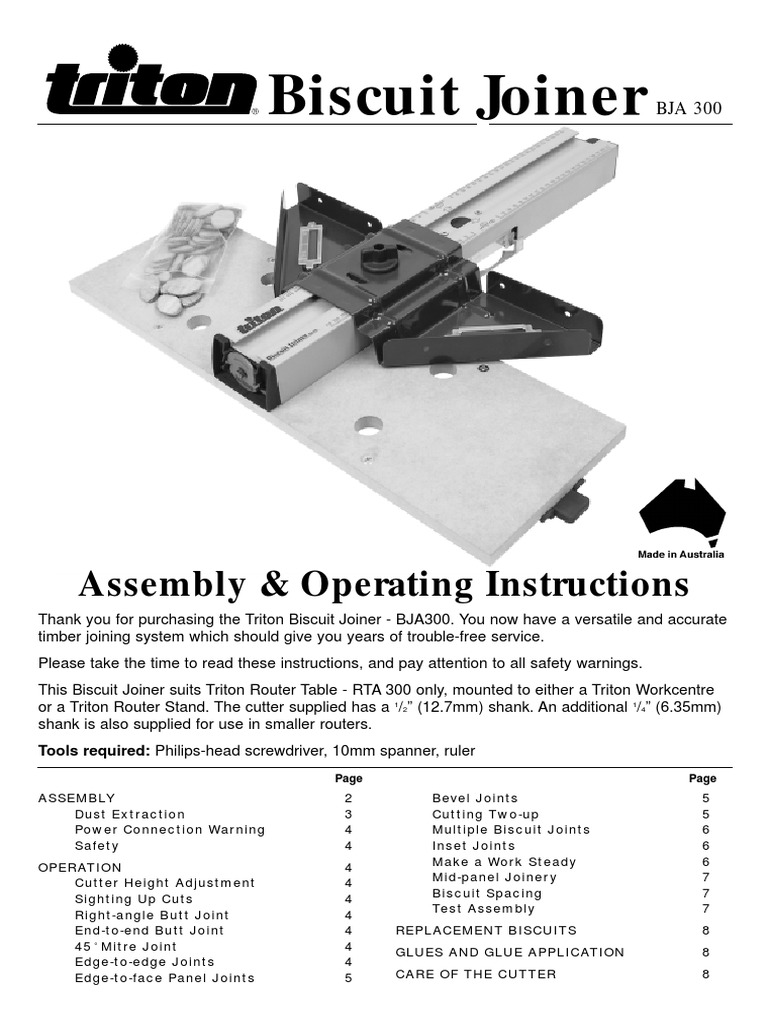 Biscuit Joiner Assembly & Operating Instructions PDF Adhesive Screw
