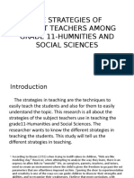 The Strategies of Subject Teachers Among Grade 11-Humnities and Social Sciences