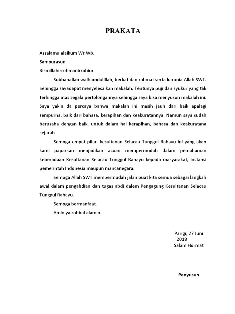 Arti dan Fungsi Prakata dalam Makalah | PDF | Memasak, Makanan ...