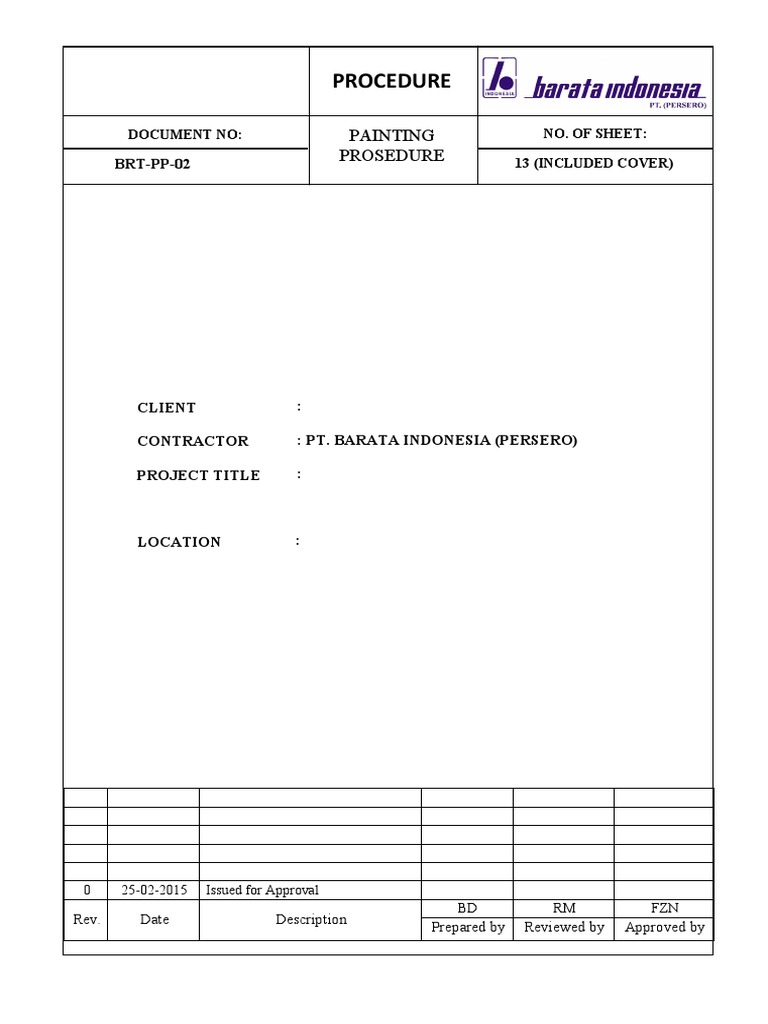 Painting Prosedure PDF Paint Business Process