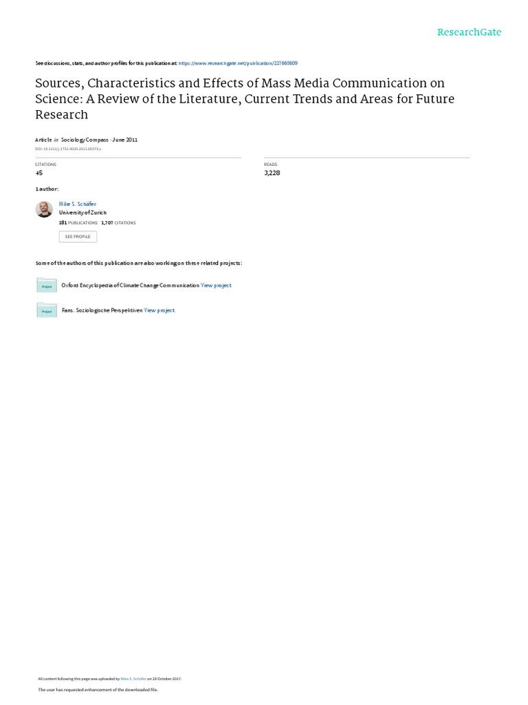 Mass Media's Impact on Science Communication | PDF | Science | Mass Media
