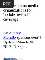 Duterte Blasts Media Organizations For