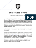 Oriel Graduate Scholarships Advert 2019