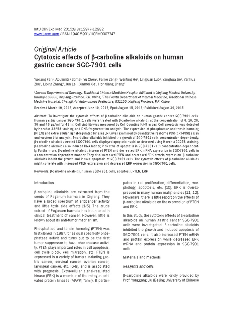 Beta Carbolines On Human Gastric Cancer Apoptosis Real Time Polymerase Chain Reaction
