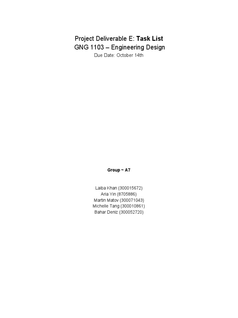 Engineering Design Task List | PDF | Prototype | Engineering