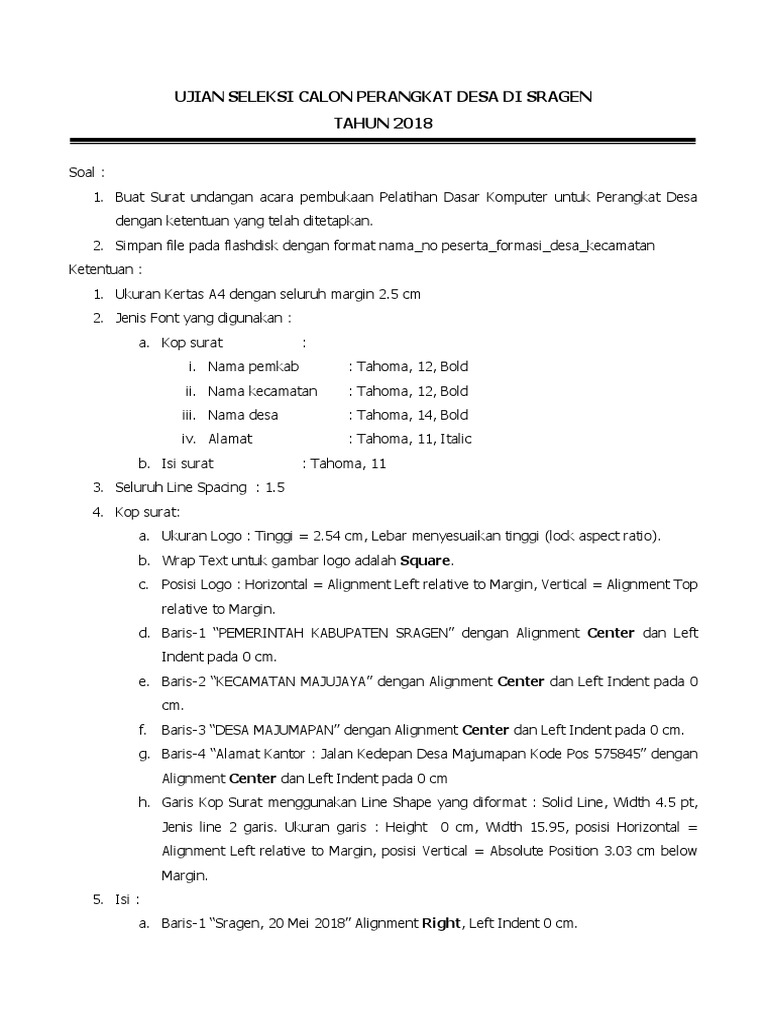Soal Ujian Word