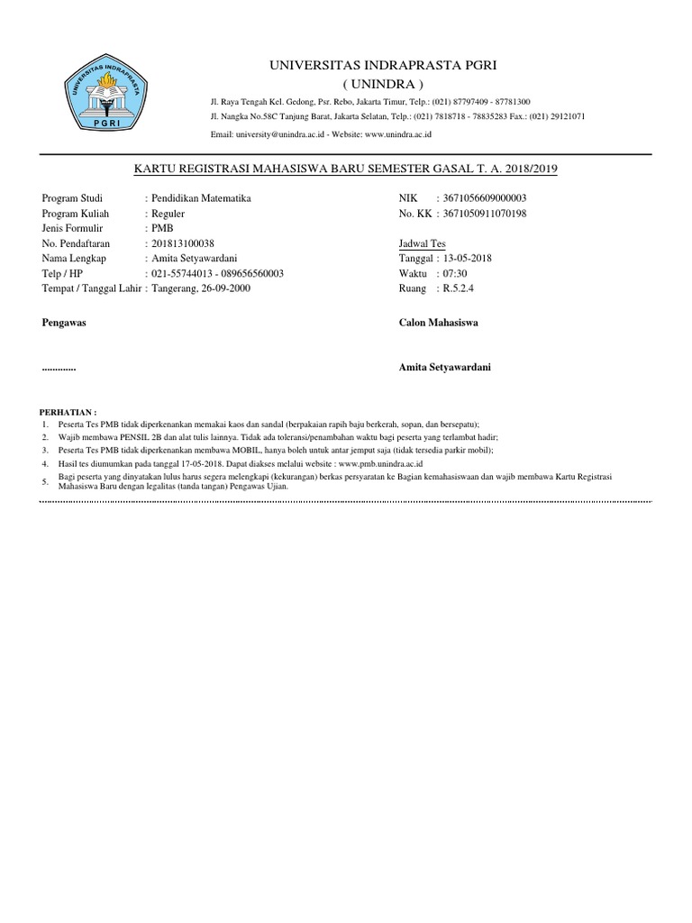 Soal Tes Pmb Unindra