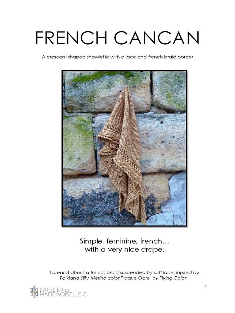 French Cancan Shawlette Pattern | PDF | Knitting | Textile Arts