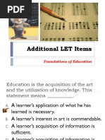 Additional LET Items: Foundations of Education