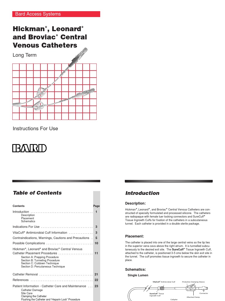 Hickman, Leonard and Broviac Central Venous Catheters Bard Access
