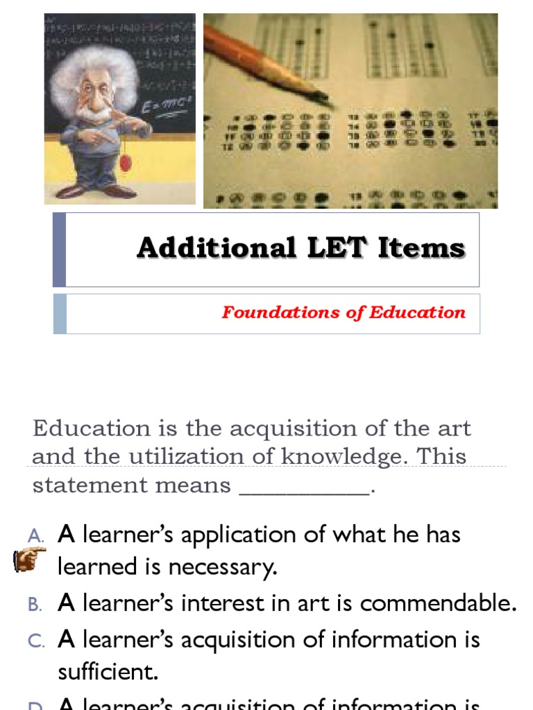 Additional LET Practice Test in Professional Education With Answer Key+ ...