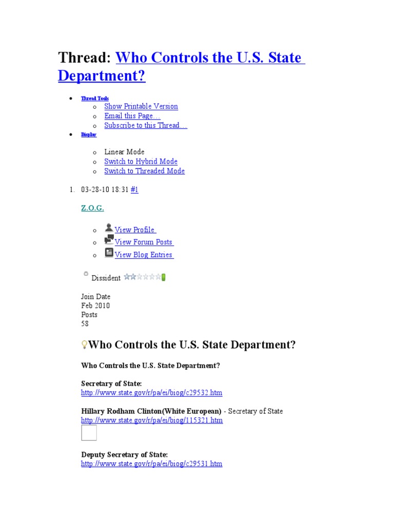 Control of the U.S. State Department | PDF | International Relations ...