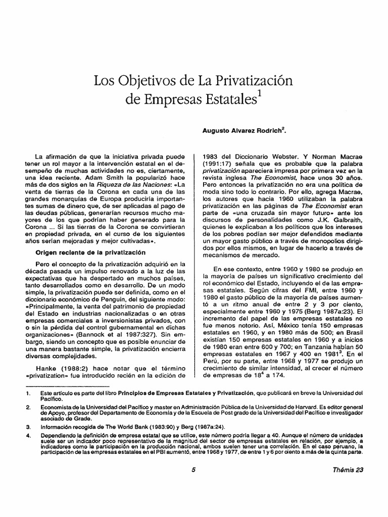 Los Objetivos de La Privatización de Empresas Estatales | PDF | Empresa ...