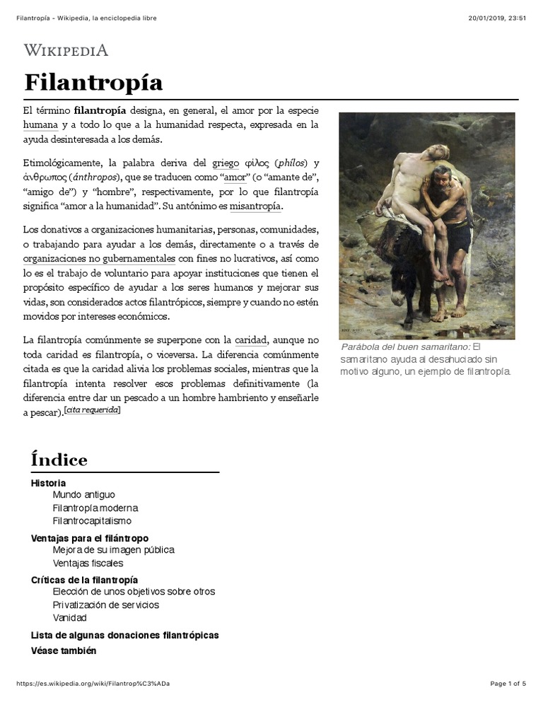 Filantropía - Wikipedia, La Enciclopedia Libre | PDF | Filantropía ...