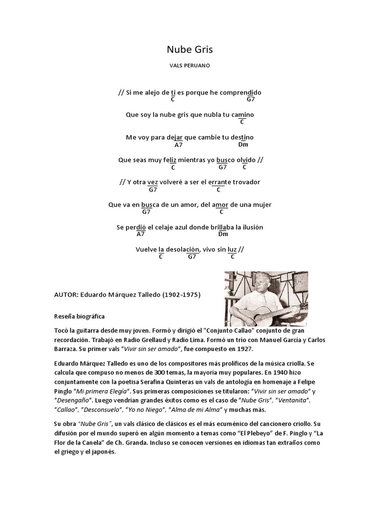 Nube Gris Letra y Acordes Entretenimiento (general)