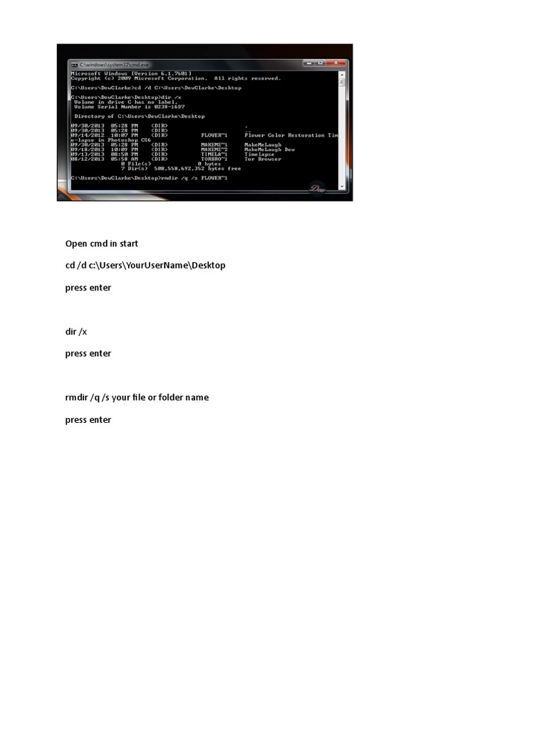 Delete Files Using CMD Commands | PDF