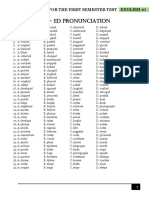 Es / - Ed Pronunciation: English 10 Revision For The First Semester Test