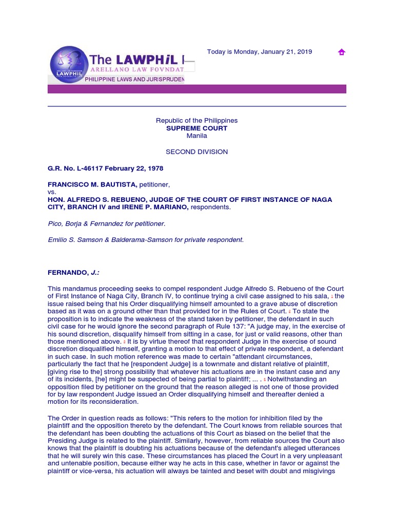 Upholding a Judge's Discretion to Disqualify Himself from a Case to