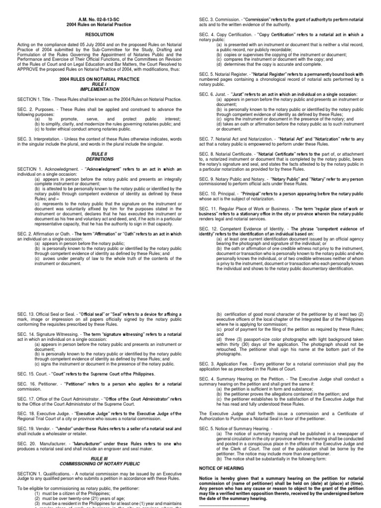 2004 Notarial Practice Rules Overview | PDF | Notary Public | Signature