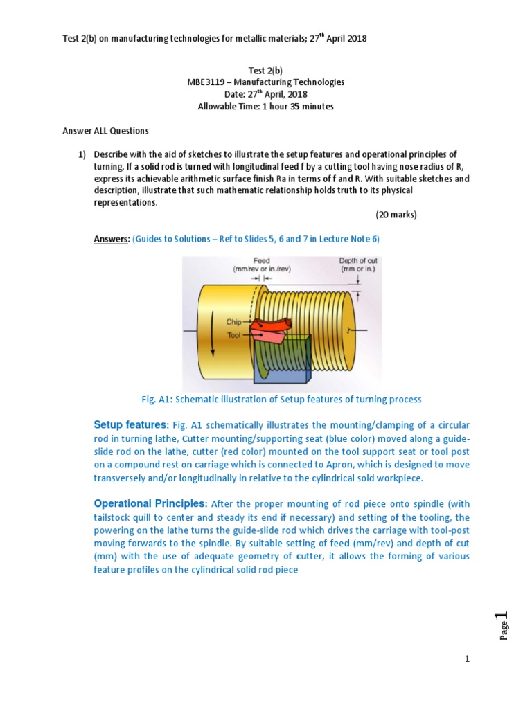 Manufacturing Test 2(b) Overview | PDF | Metals | Metalworking