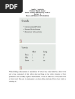 Places and Manners of Articulation: Applied Linguistics Professor Rajesh Kumar Indian Institute of Technology Madras