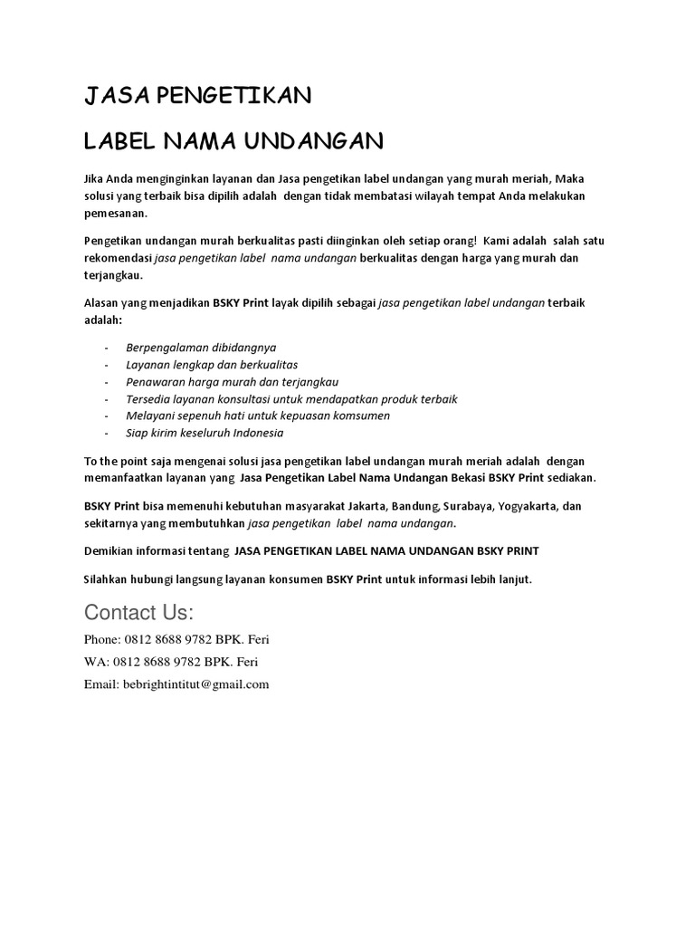 Terbaik 62812 8688 7982 Jasa Ketik Label Nama Undangan