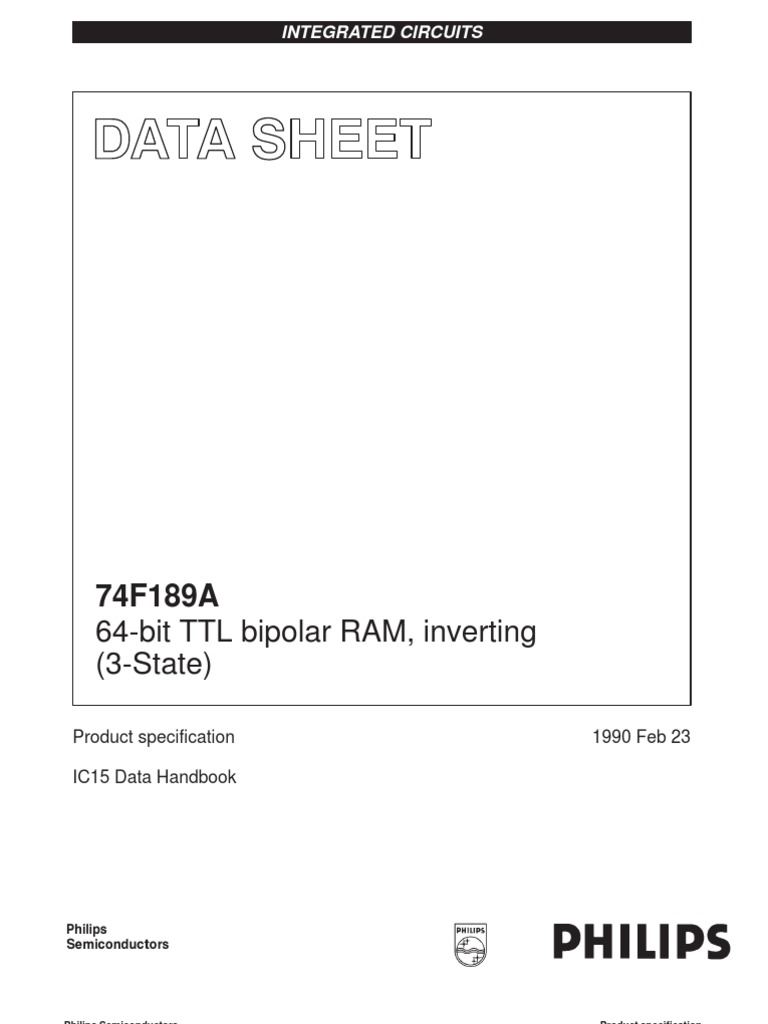 64-Bit TTL Bipolar RAM, Inverting (3-State) : Integrated Circuits | PDF ...