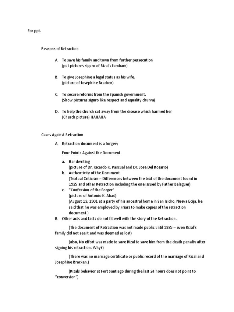 Analyzing Rizal's Retraction Document | PDF