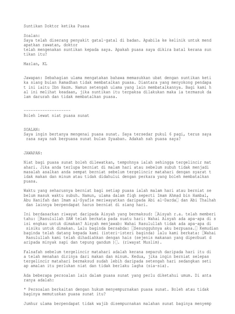 Beberapa Permasalahan Berkaitan Puasa Dan Penyelesaiannya Version 1 Pdf