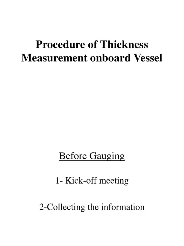 Vessel Thickness Measurement Procedure | PDF