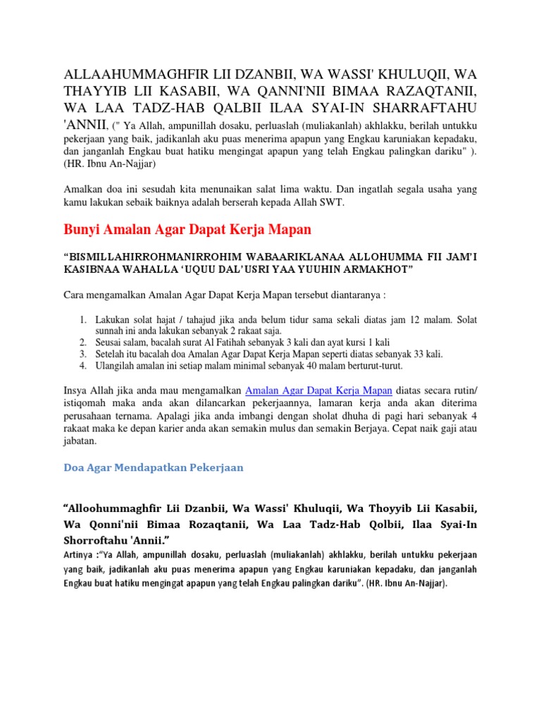 Amalan Doa Pekerjaan Pdf