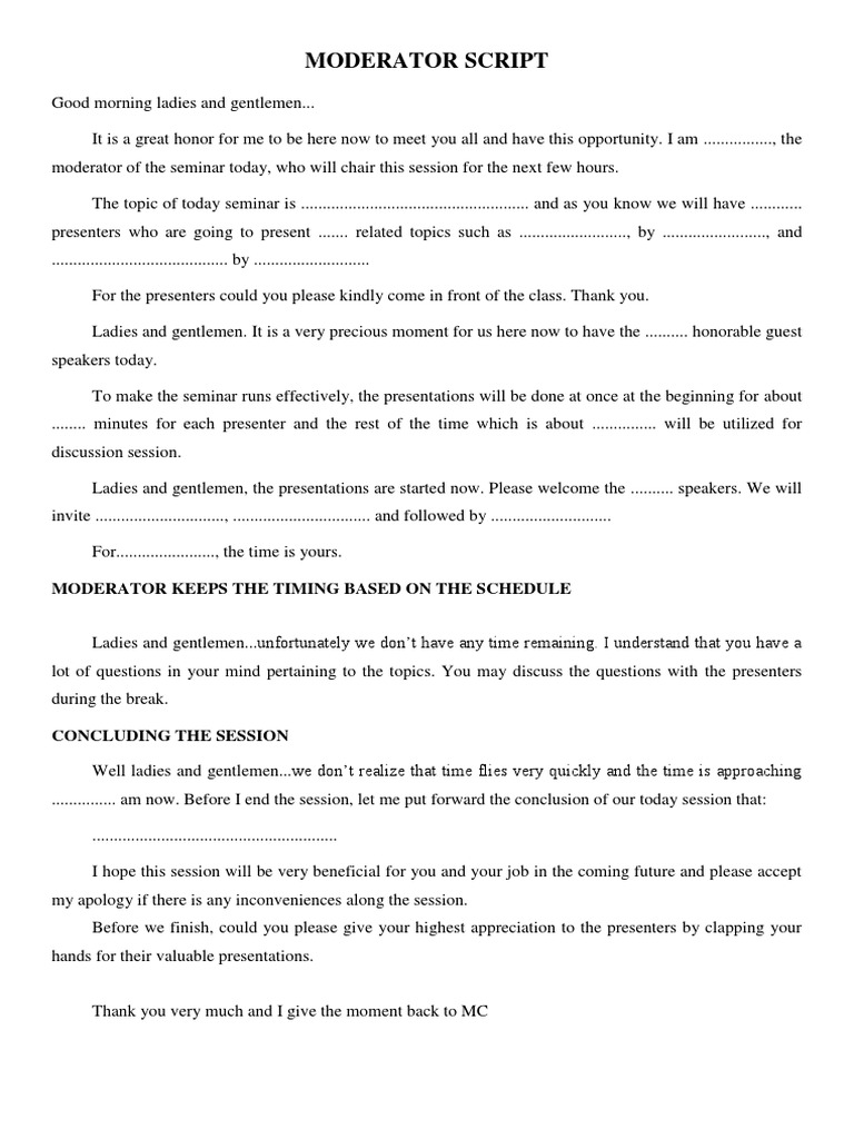 9787 Moderator Script | PDF | Home & Garden | Foreign Language Studies
