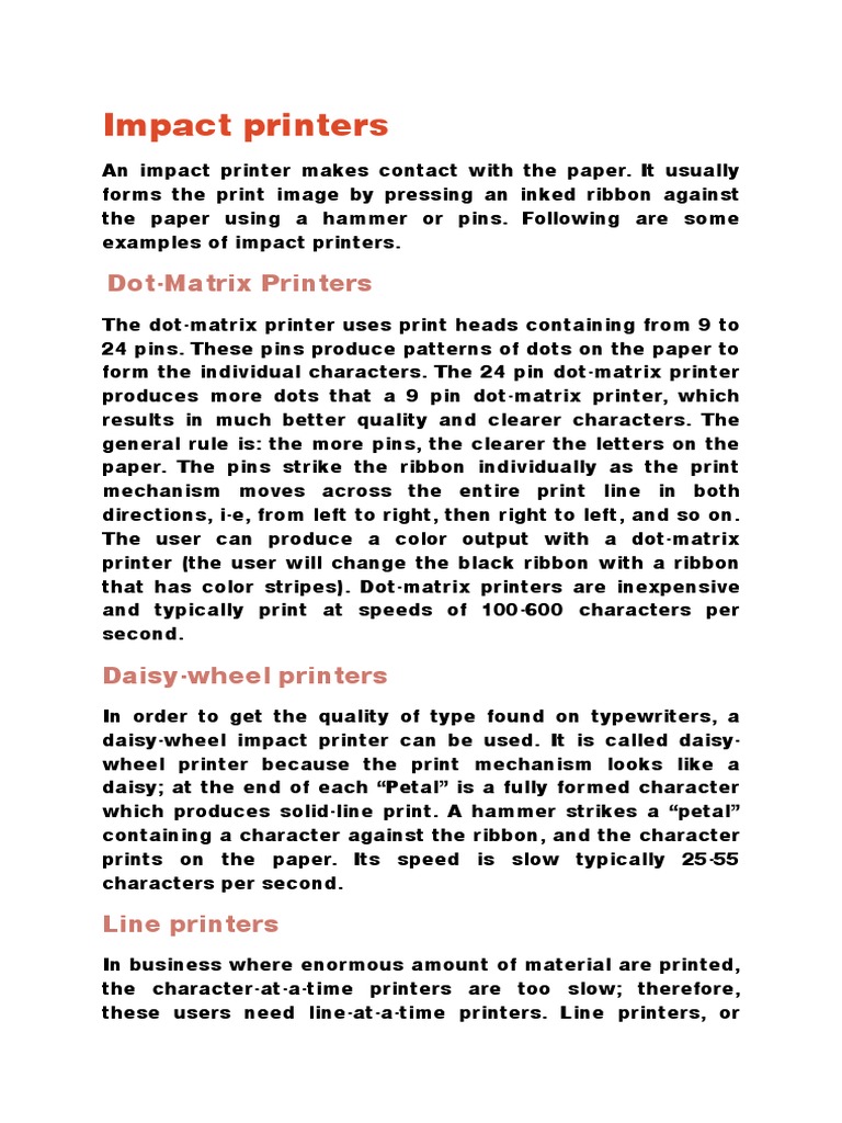 Impact Printers PDF Printer Office Work