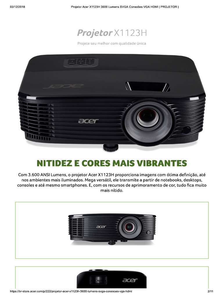 Ficha Tecnica Projetor | PDF