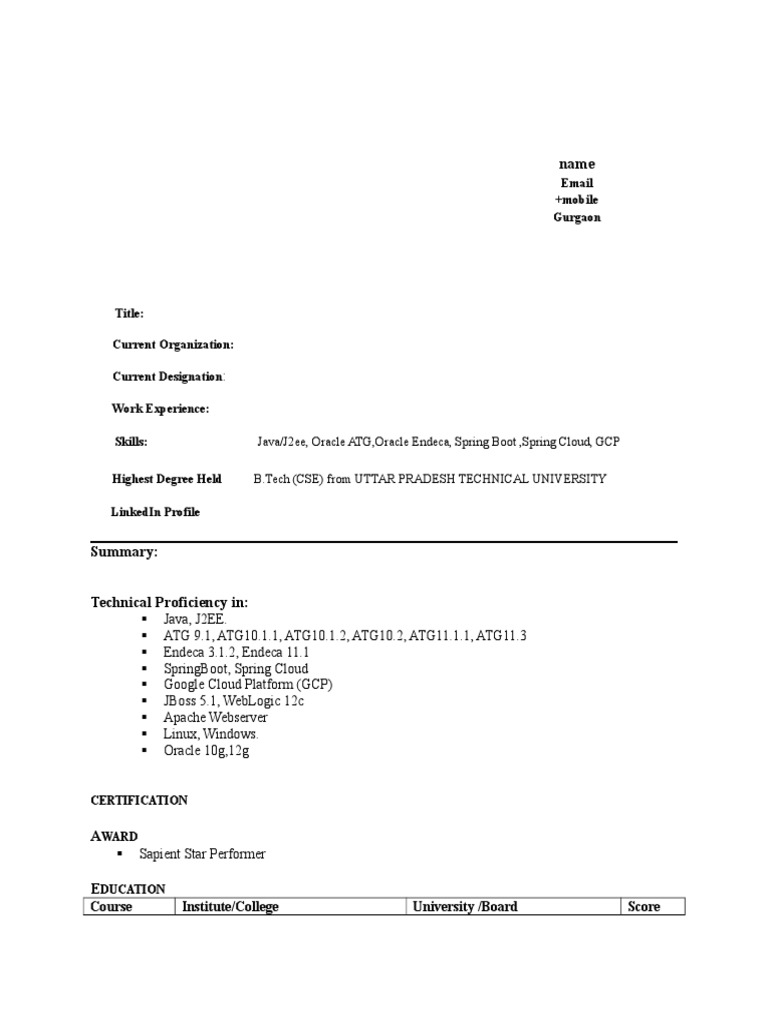 ATG Resume for Technical Position | PDF